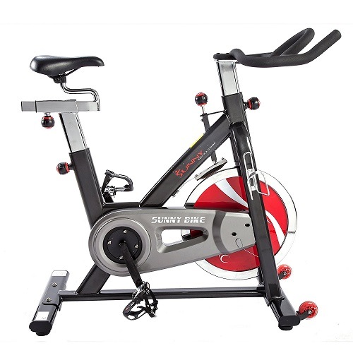 Sideshot of Sunny Health & Fitness Indoor Cycle Trainer - 49 lb. Flywheel